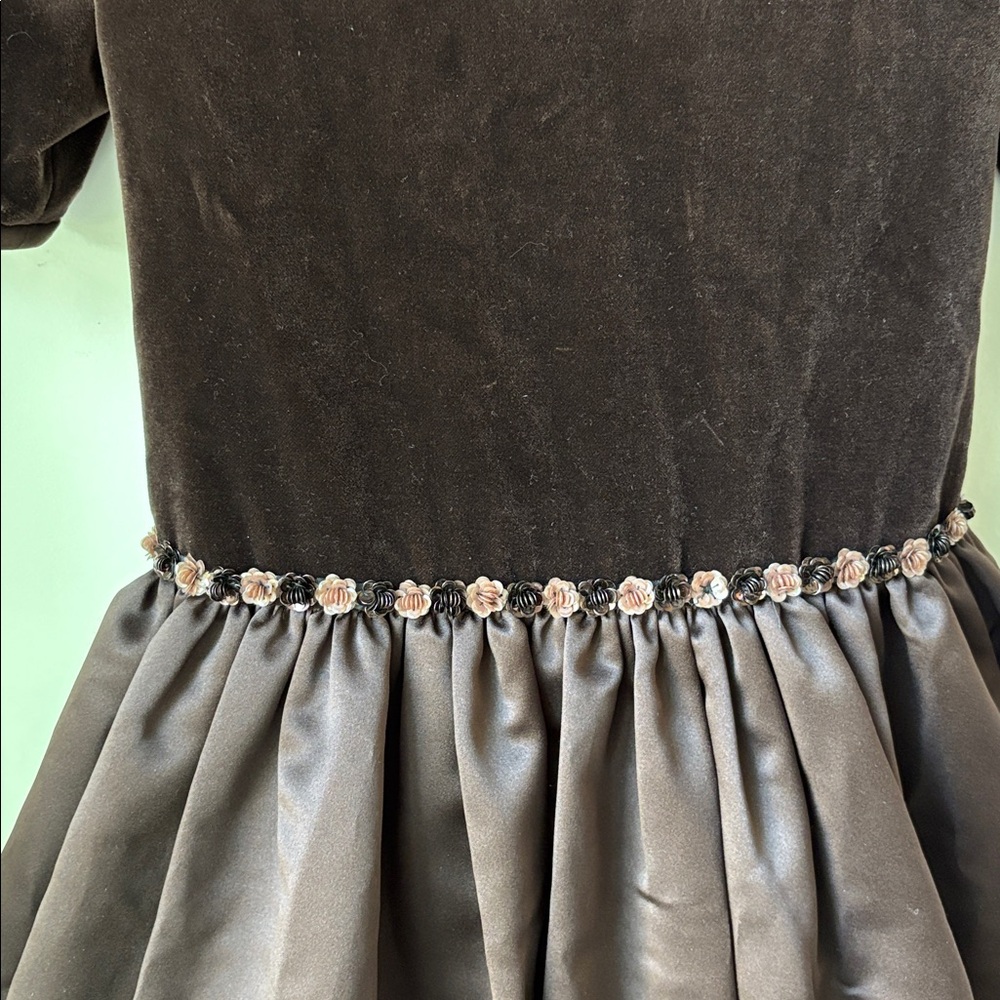 Zoe LTD Formal Dress Gown in Brown Velvet & Satin Bow Party Special Occa Size 16 - Picture 5 of 12